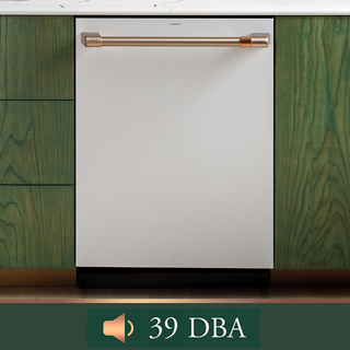 Wide shot of dishwasher with a 39 DBA callout. Wide shot of dishwasher with a 39 DBA callout.