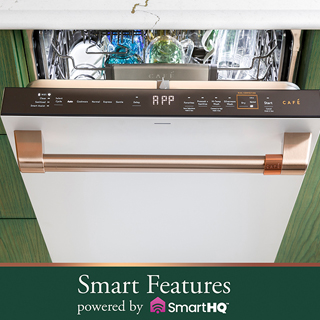 Overhead shot of the dishwasher control board with a Smart Features callout. Overhead shot of the dishwasher control board with a Smart Features callout.