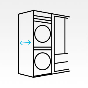Illustration of washer and dryer tucked in a closet. Illustration of washer and dryer tucked in a closet.