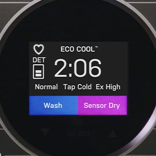 A close up of the display shows the settings currently enabled for the cycle. A close up of the display shows the settings currently enabled for the cycle.