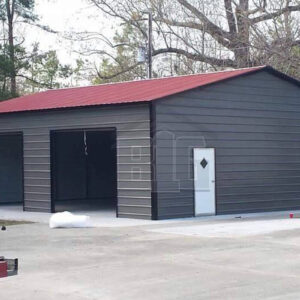Steel Garage Delivered and Installed the Marice two car 24x30x11 from big buildings direct the metal building specialist