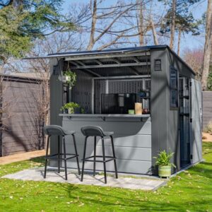 Suncast Cabana Entertainment Shed 8 ft. x 7 ft. Resin Standard Pent Storage Shed with Floor Kit